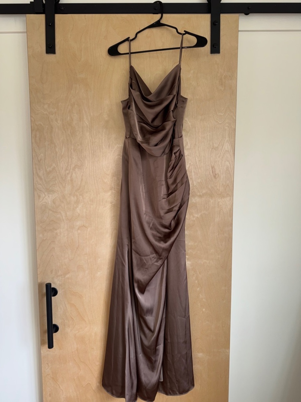 Birds grey Brown Satin Dress